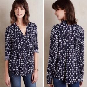 Anthropologie Maeve Wynwood Parrot BIrd Button Down Blouse Womens 0